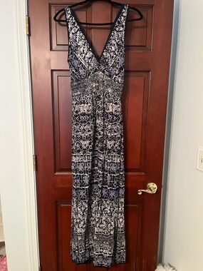 Angie Black and Lavender Patterned Maxi Dress